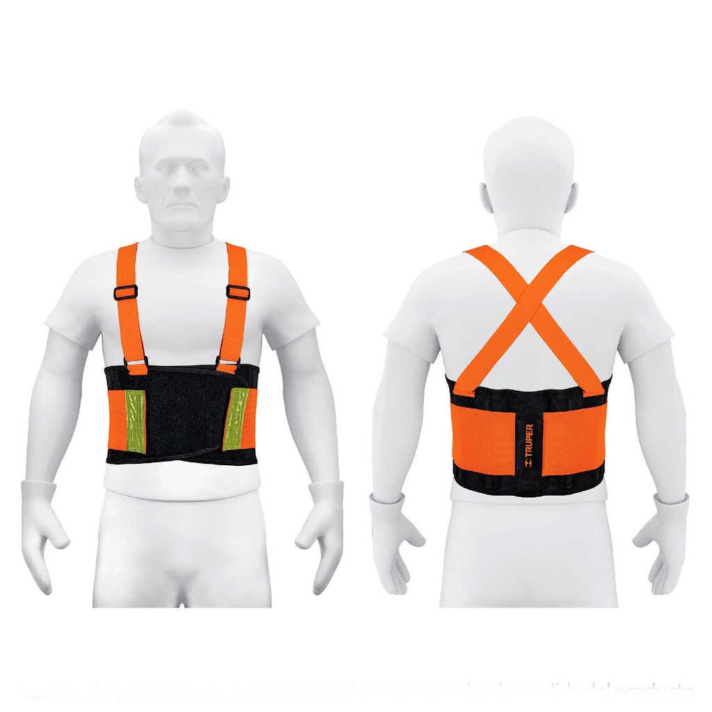 Faja lumbar de alta visibilidad talla mediana naranja