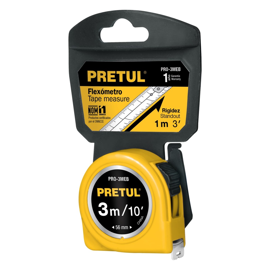 Flexómetro amarillo de 3 mts