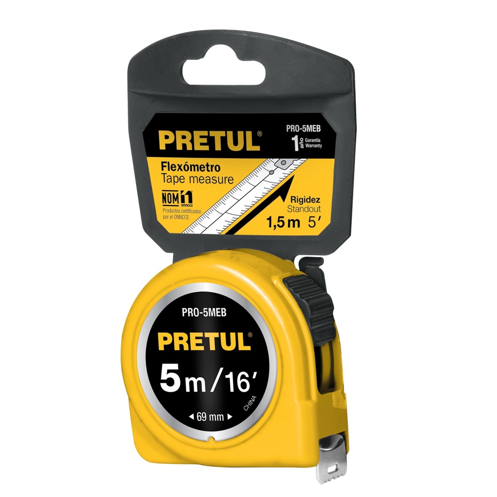Flexómetro amarillo de 5 mts