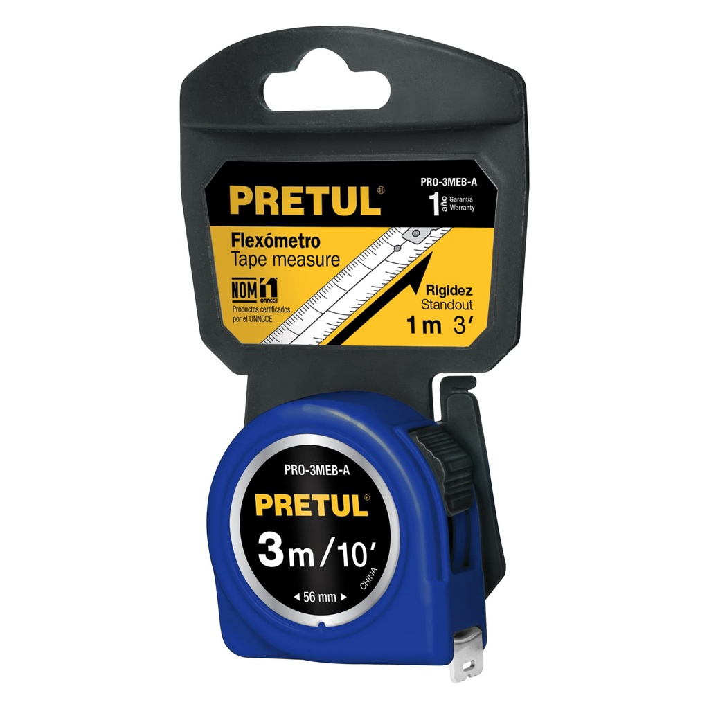 Flexómetro azul de 3 mts