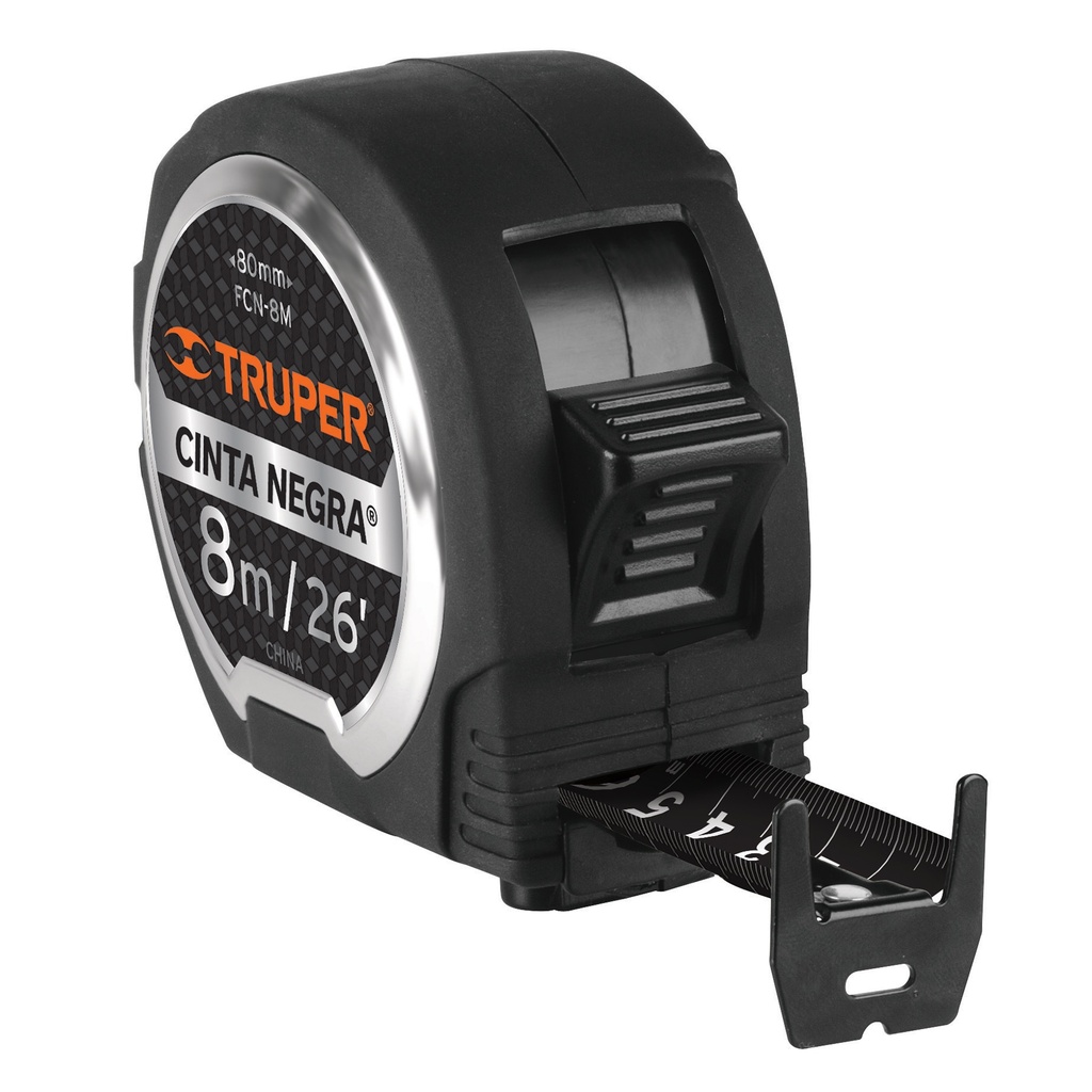 Flexómetro cinta negra de 8 mts