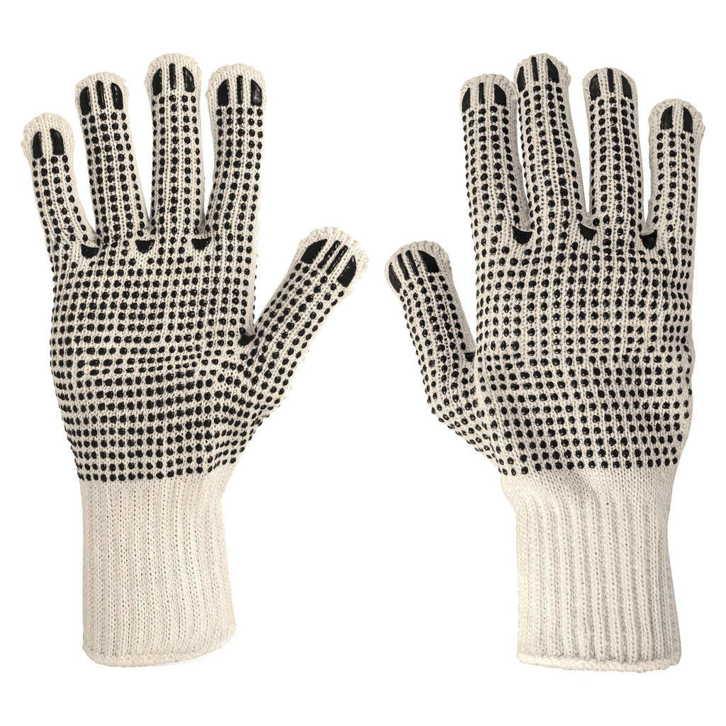 Guantes de algodon con puntos de PVC en palma y dorso