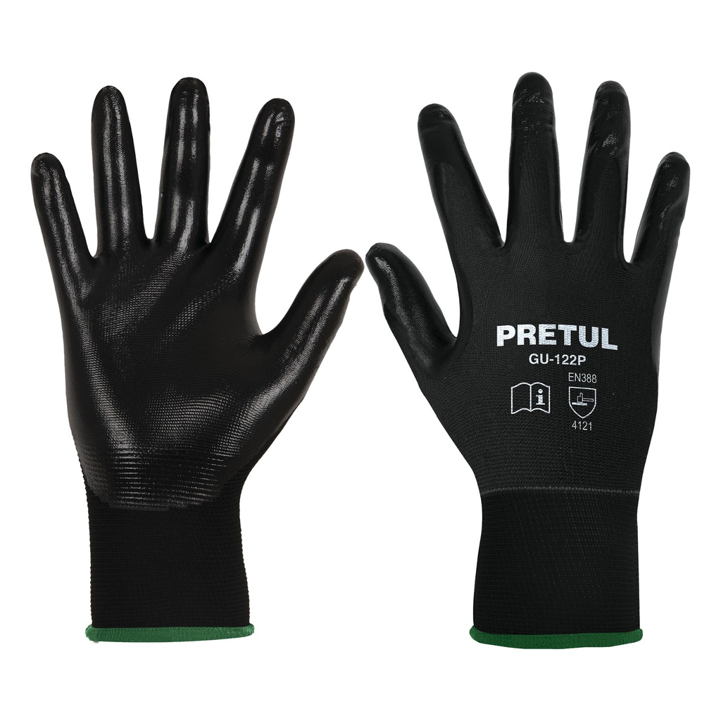 Guantes de nylon con recubrimiento de nitrilo talla mediana