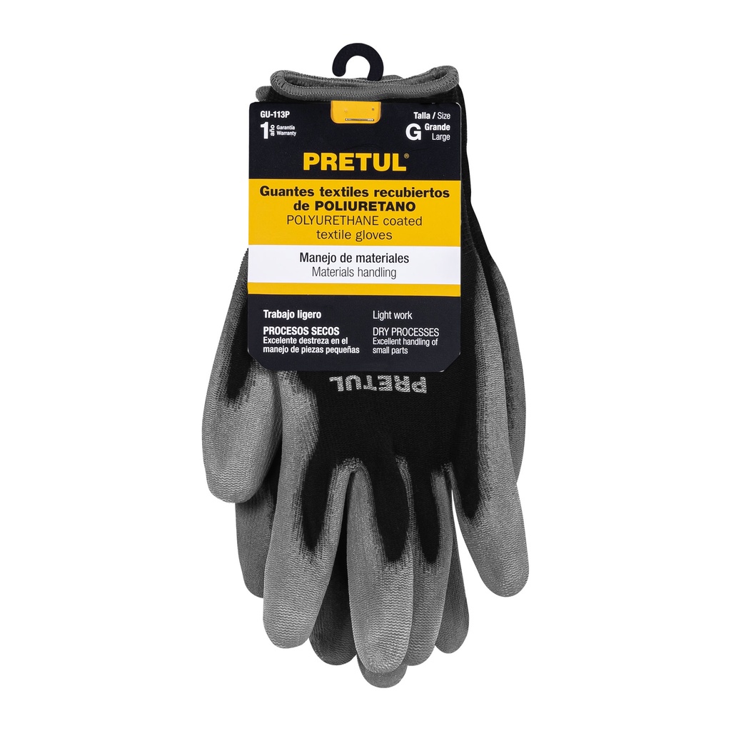 Guantes de nylon con recubrimiento de poliuretano talla grande
