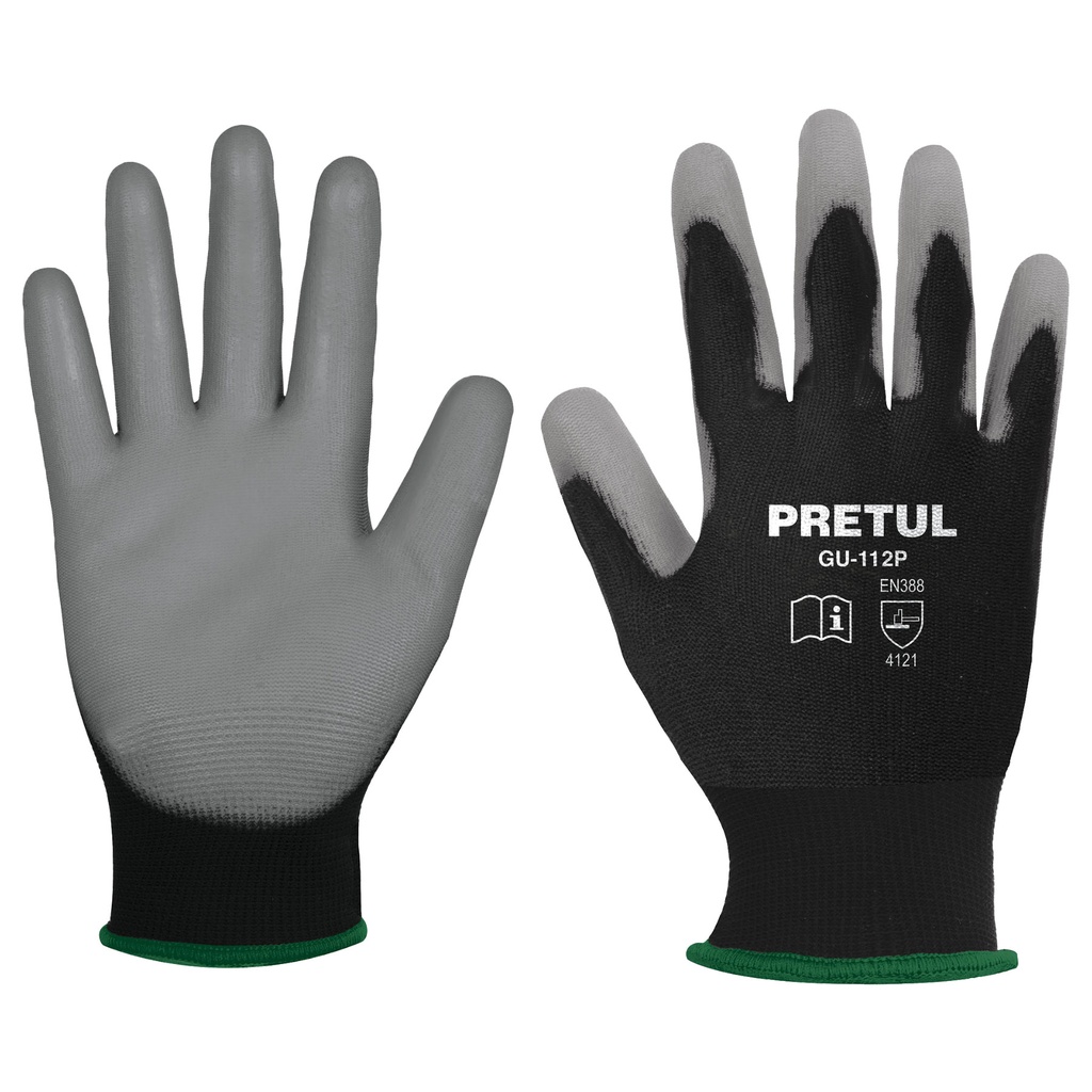 Guantes de nylon con recubrimiento de poliuretano talla mediana