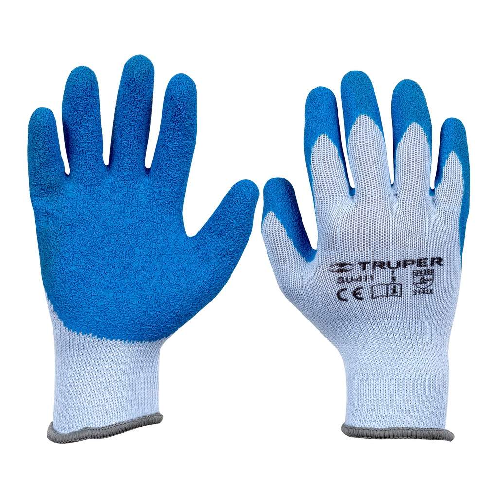 Guantes de poliester recubiertos de latex talla mediana
