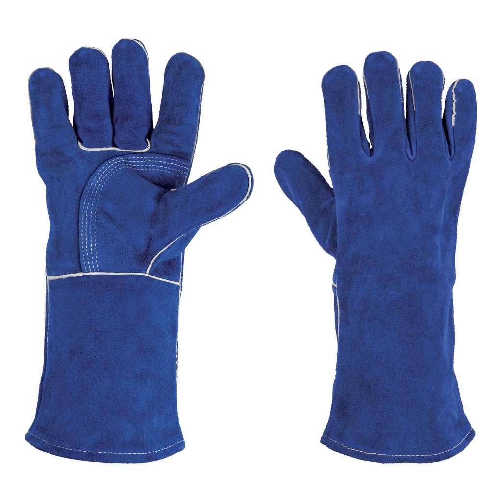 Guantes reforzados para soldador azules