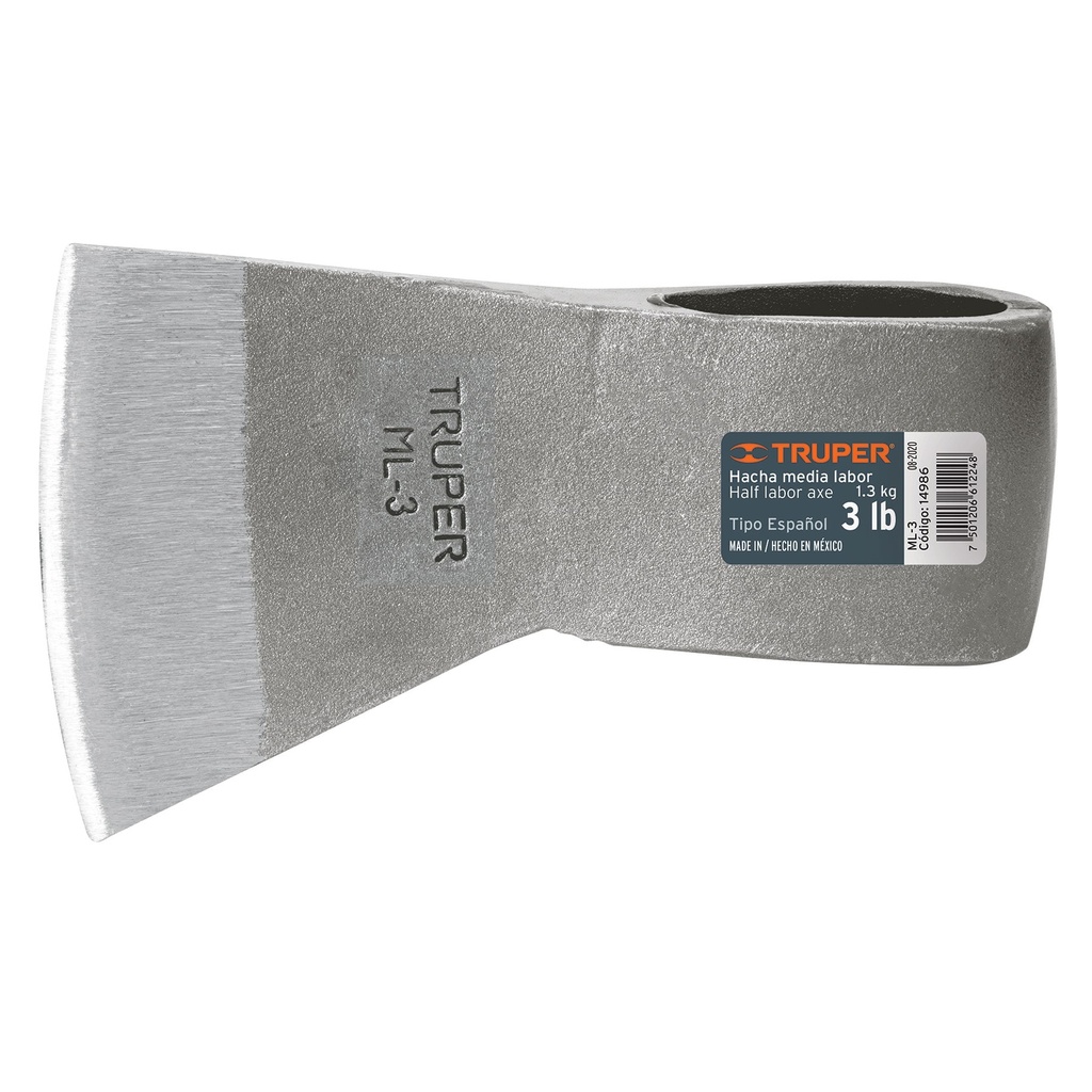 Hacha media labor 3 lbs sin mango