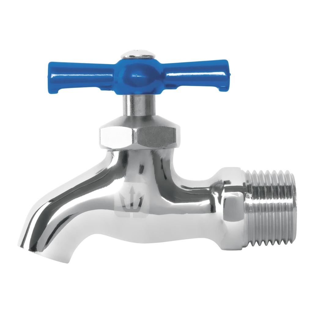 Llave para manguera cromada de 1/2" sin rosca en salida