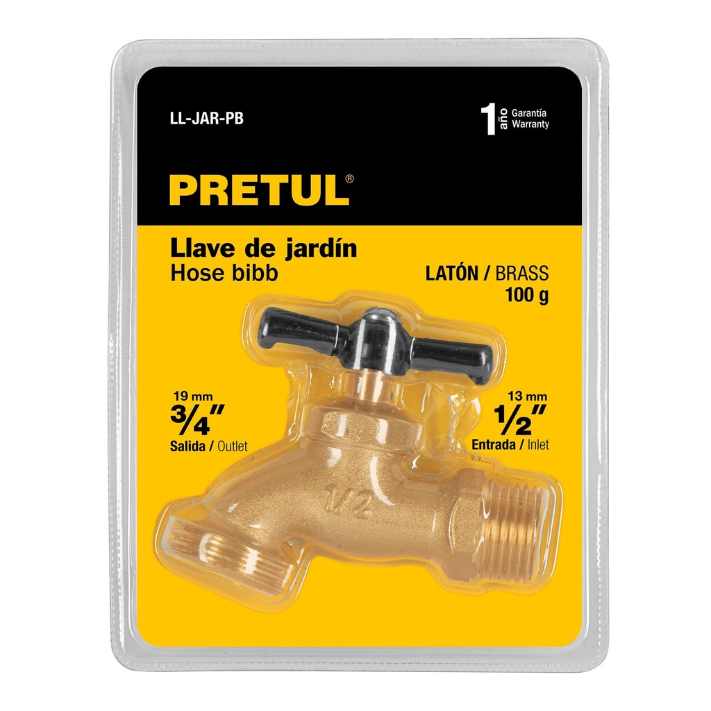 Llave para manguera de latón de 1/2" blister