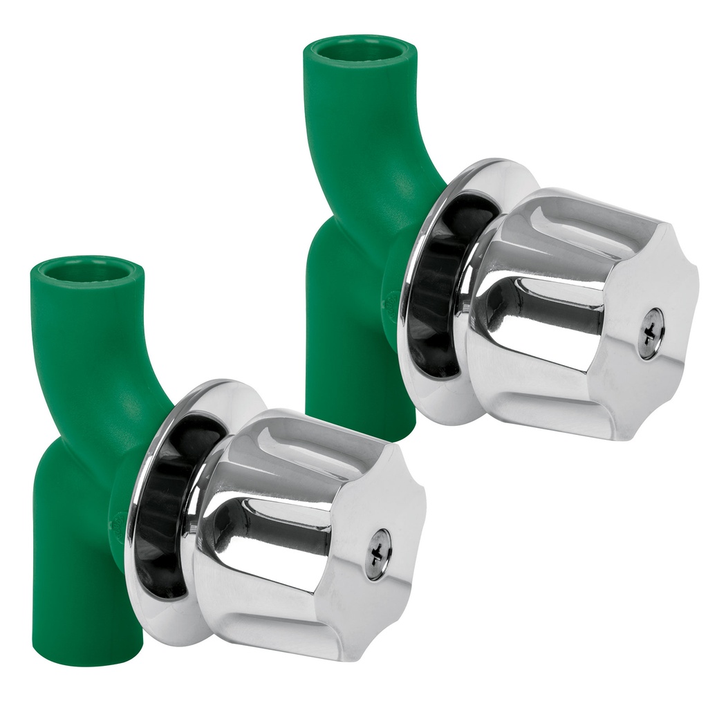 Llaves de ppr para regadera de 1/2" con manerales metalicos