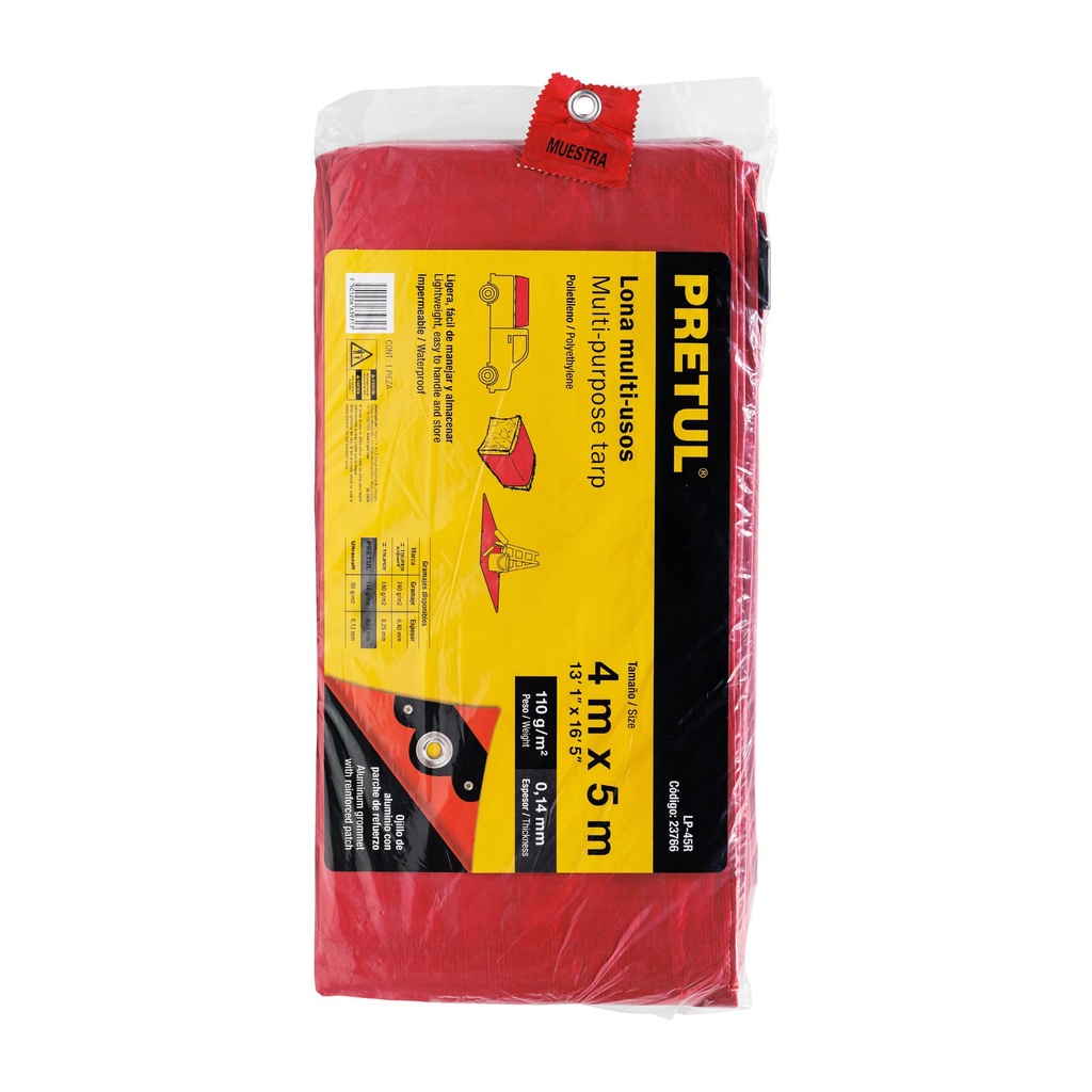 Lona 4 x 5 mts roja