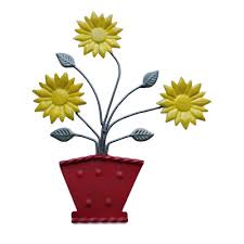 Maceta chica con 3 girasoles