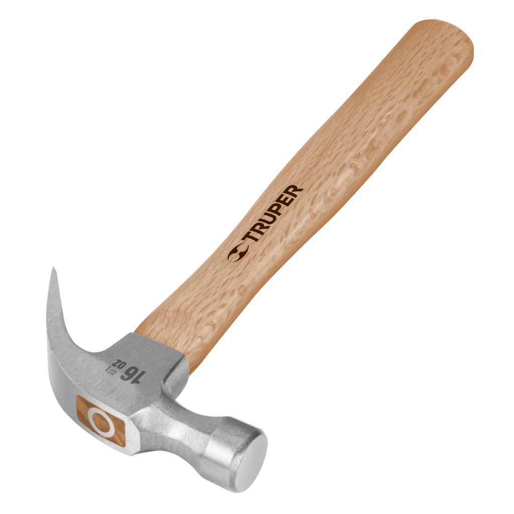 Martillo uña curva de 16 oz con mango de madera 13"