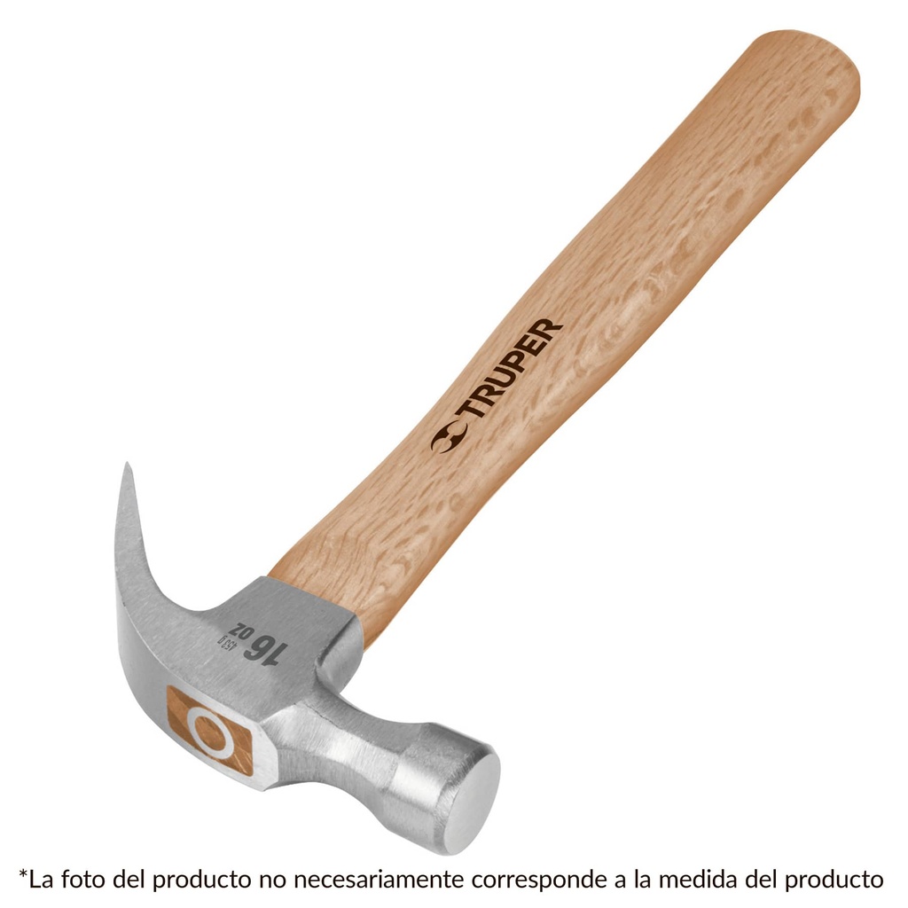 Martillo uña curva de 20 oz con mango de madera 14"