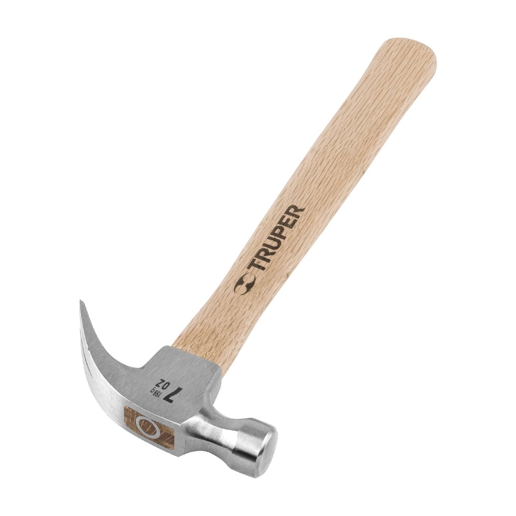 Martillo uña curva de 7 oz con mango de madera 11" 