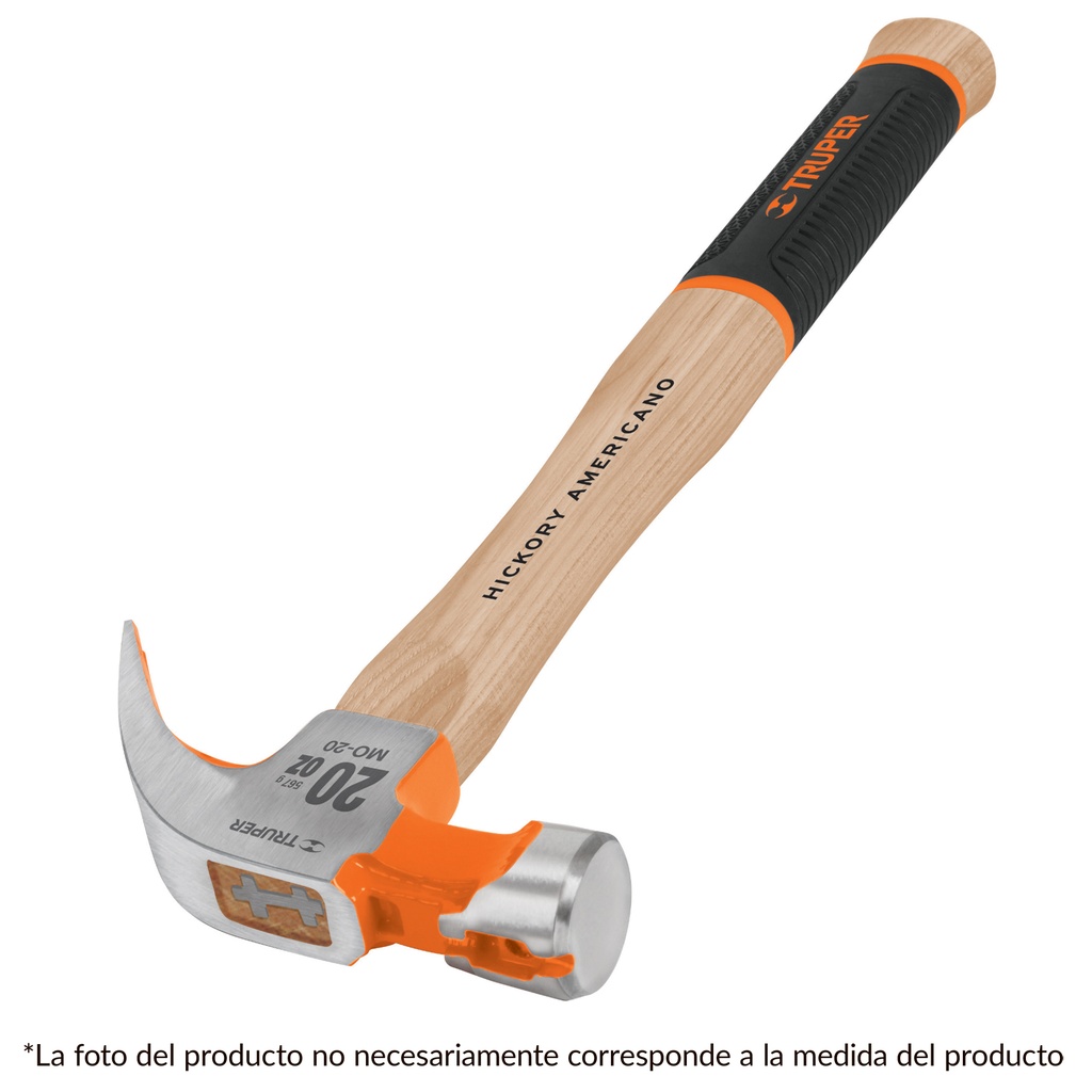 Martillo uña curva de 7 oz con mango hickory 12"