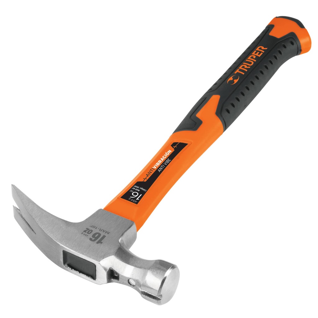 Martillo uña recta de 16 oz con mango fibra de vidrio 13"