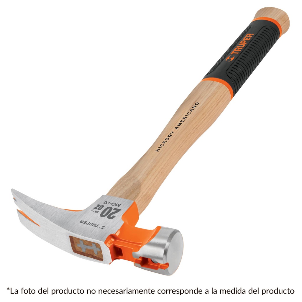 Martillo uña recta de 20 oz con mango hickory 12"