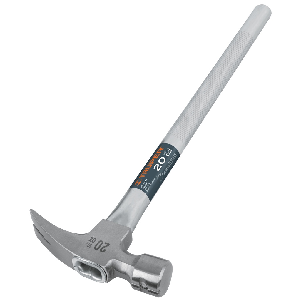 Martillo uña recta de 20 oz con mango tubular 19" imantado