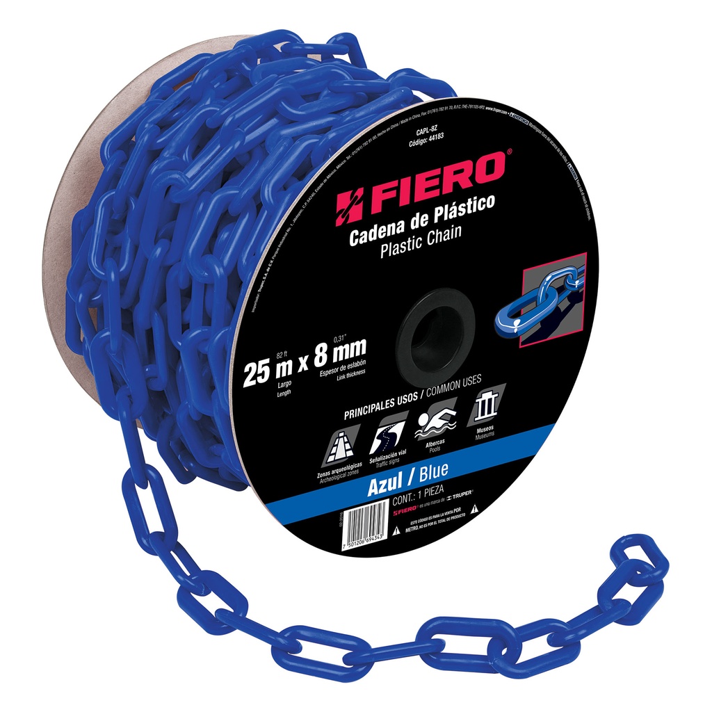 Metro de cadena de plástico 8 mm azul