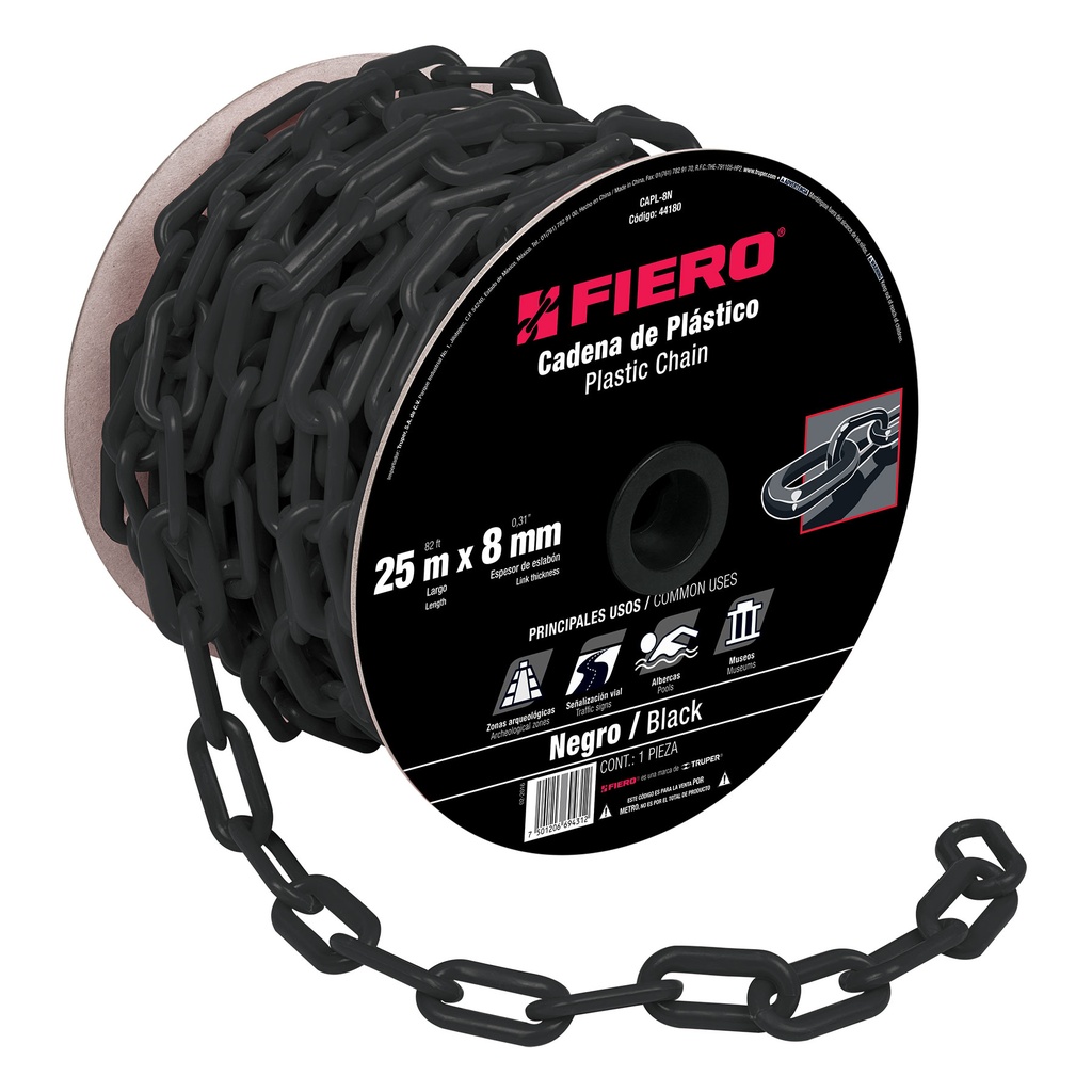 Metro de cadena de plástico 8 mm negra
