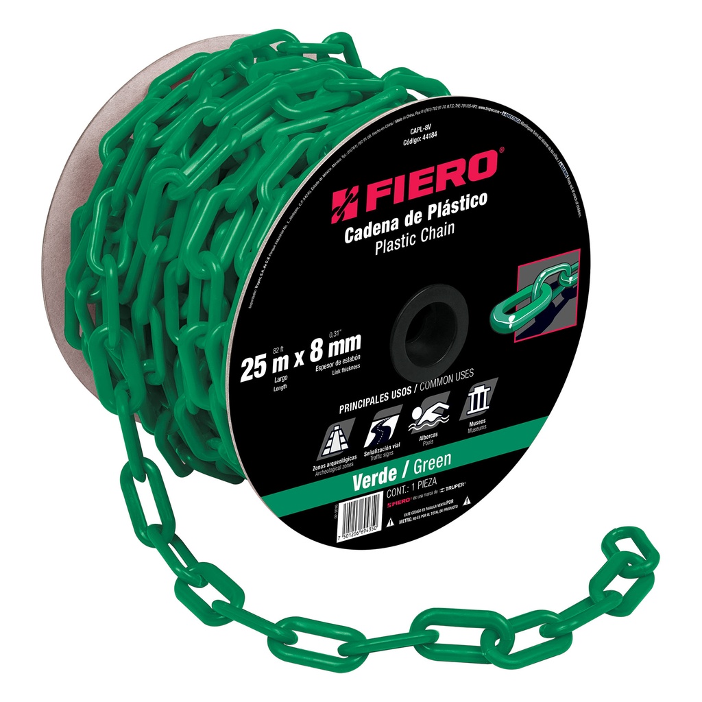 Metro de cadena de plástico 8 mm verde