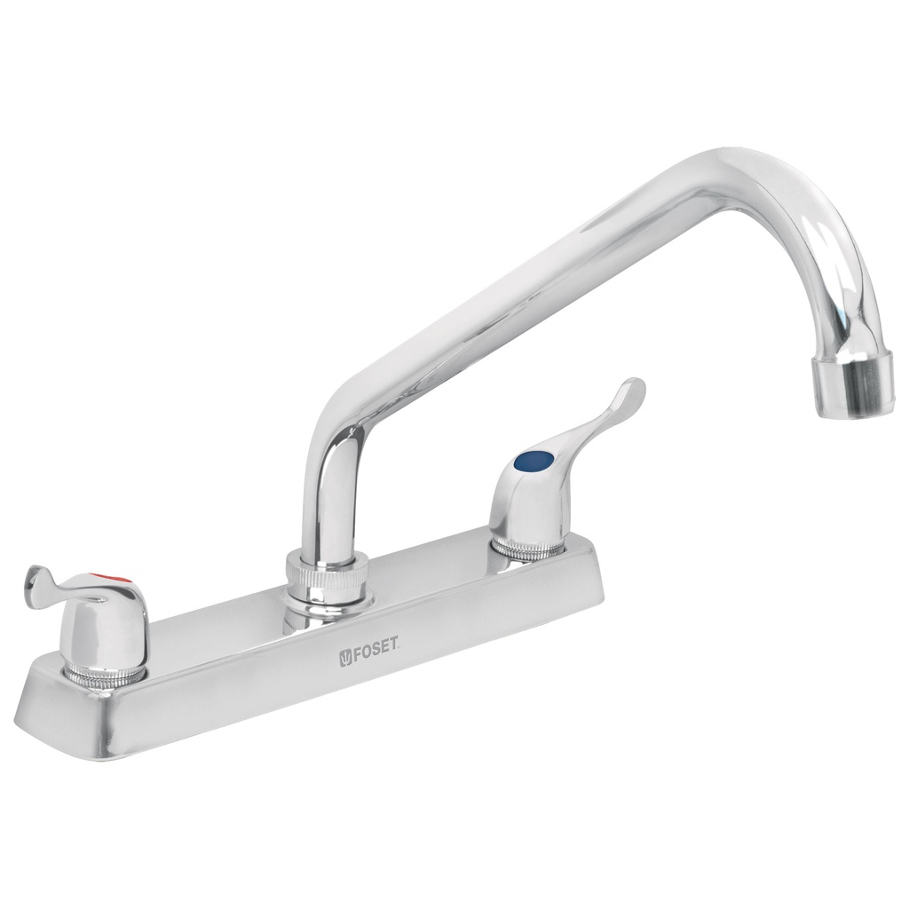 Mezcladora para fregadero de 8" cuello largo con manerales de palanca