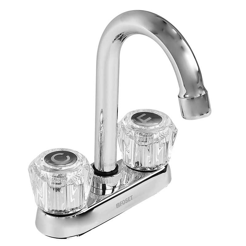 Mezcladora para lavabo de 4" cuello bar con manerales tipo acrilico