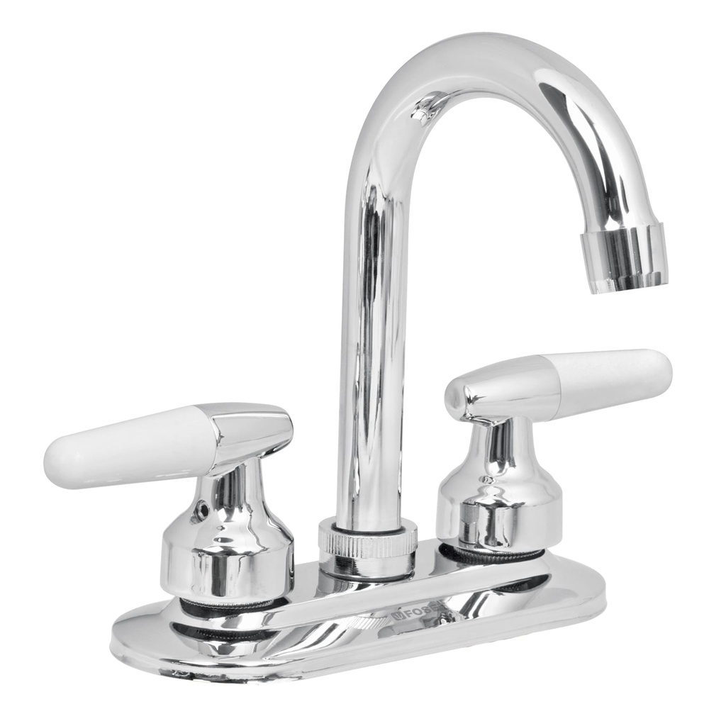 Mezcladora para lavabo de 4" cuello bar con manerales tipo cono