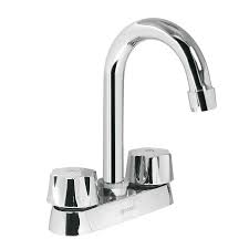 Mezcladora para lavabo de 4" cuello bar con manerales tipo metalicos