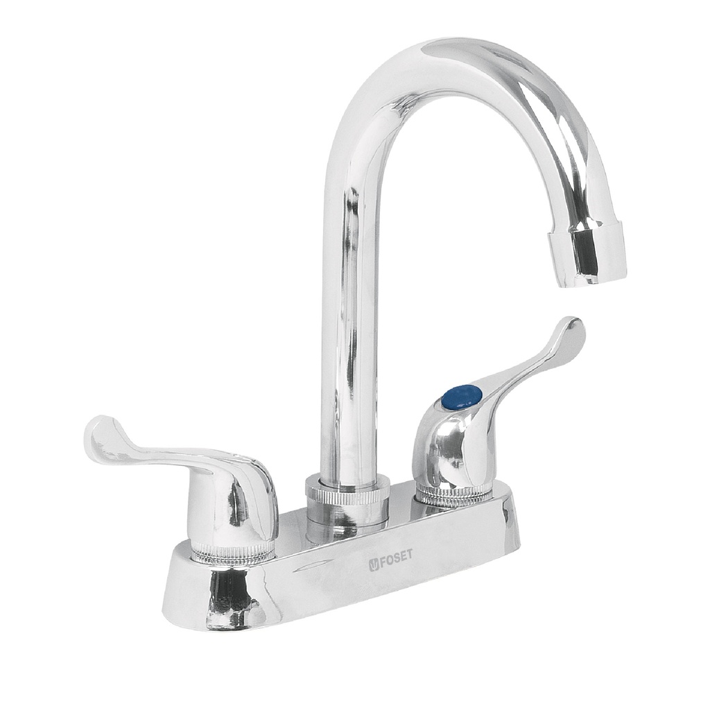 Mezcladora para lavabo de 4" cuello bar con manerales tipo palanca