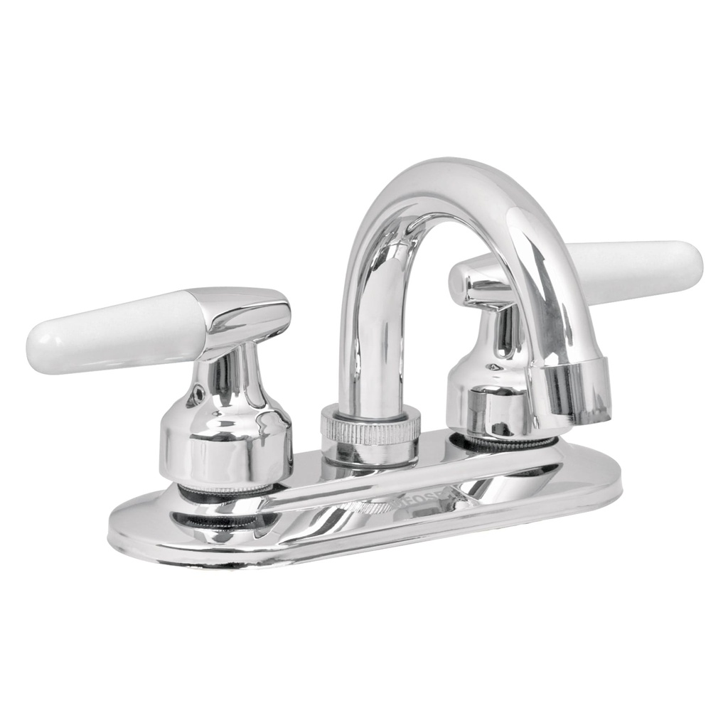 Mezcladora para lavabo de 4" cuello curvo con manerales tipo cono