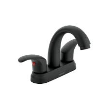 Mezcladora para lavabo de 4" cuello curvo con manerales tipo palanca negro
