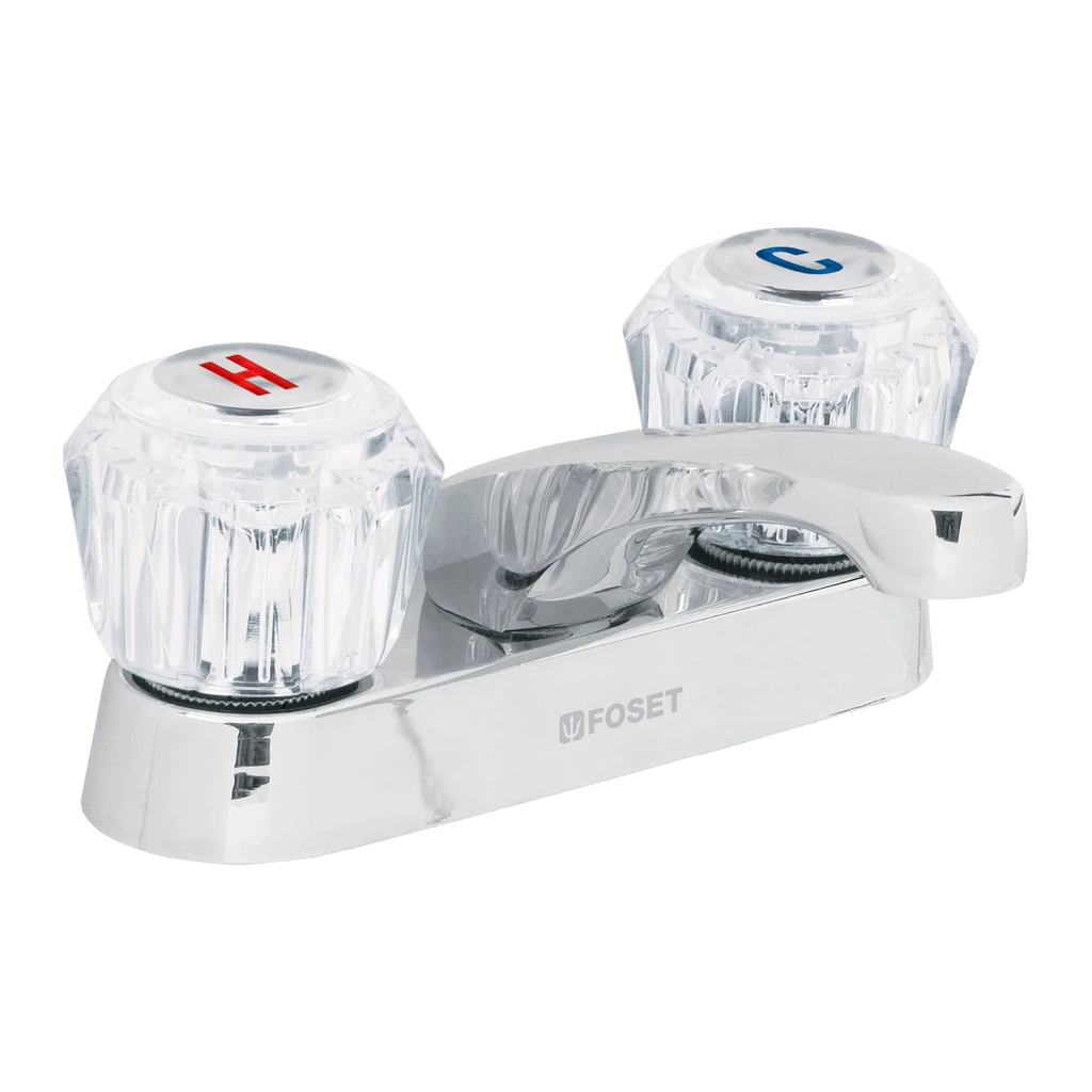 Mezcladora para lavabo de 4" cuello largo con manerales tipo acrilico