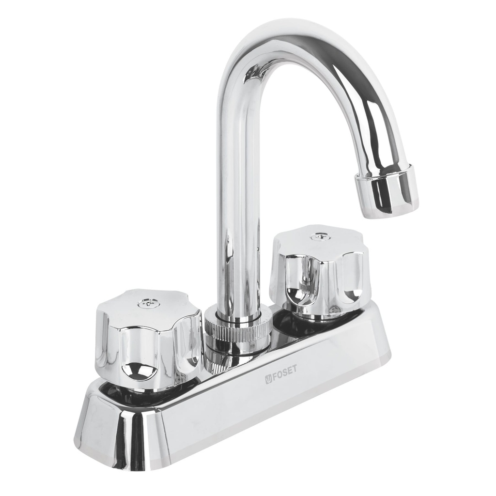 Mezcladora para lavabo de plástico de 4" cuello bar con manerales tipo standart