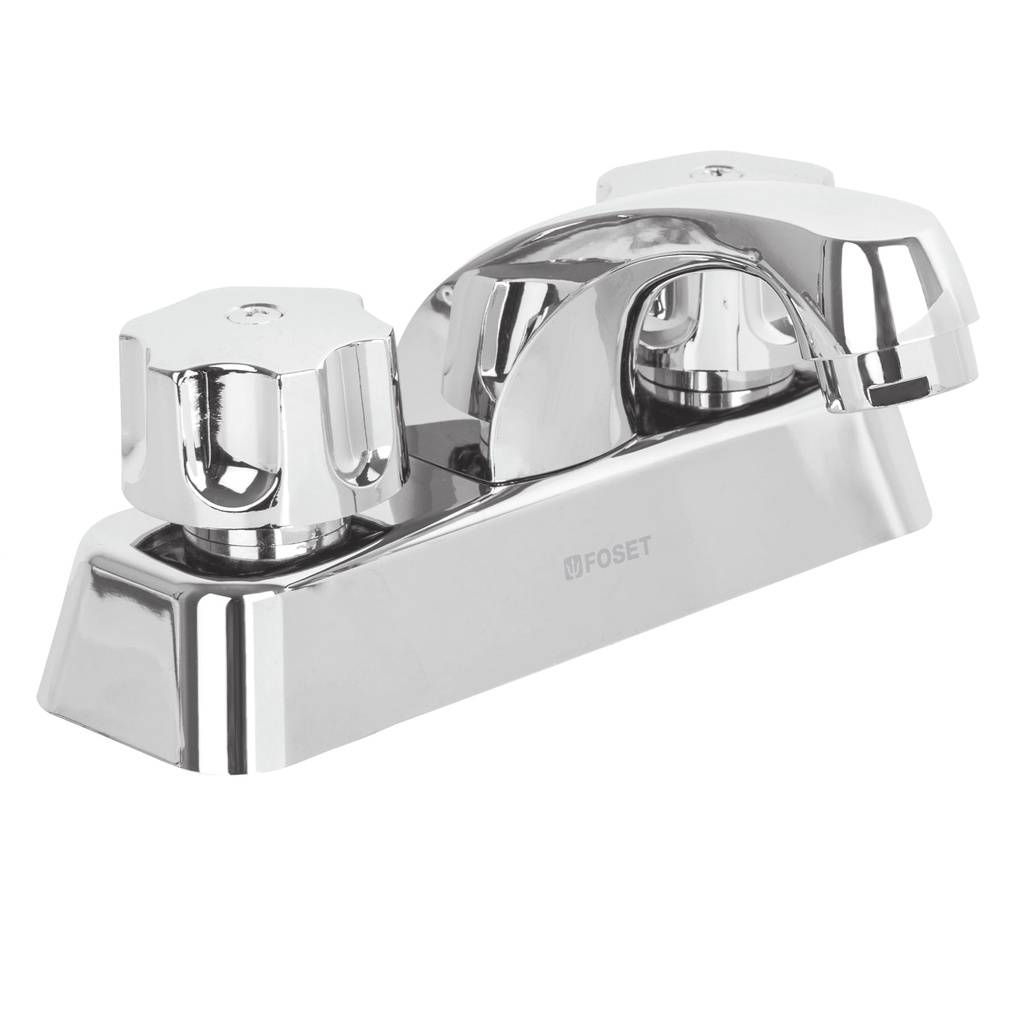 Mezcladora para lavabo de plástico de 4" cuello corto con manerales tipo standart