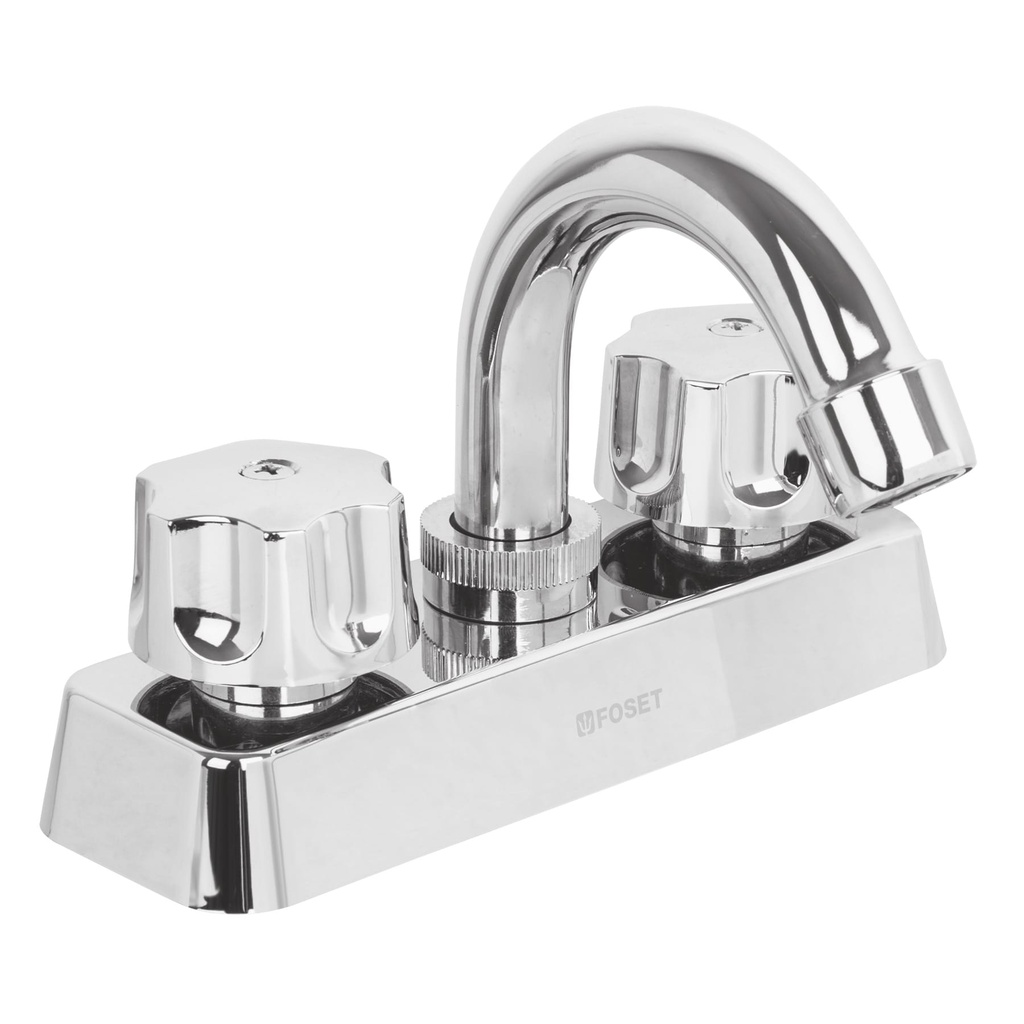 Mezcladora para lavabo de plástico de 4" cuello curvo con manerales tipo standart