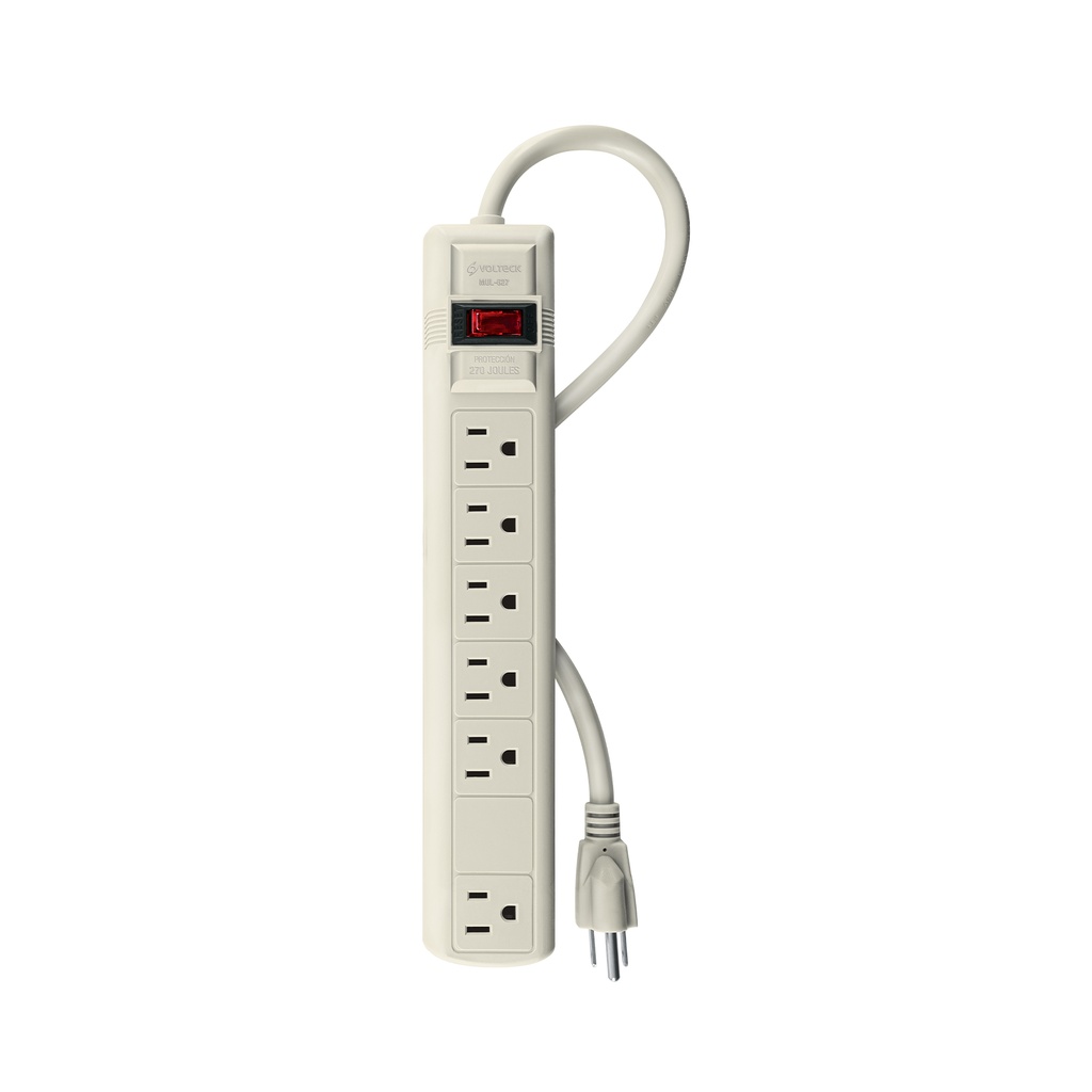 Multicontacto 14 awg con 6 entradas uso rudo con suspensor de 270 j