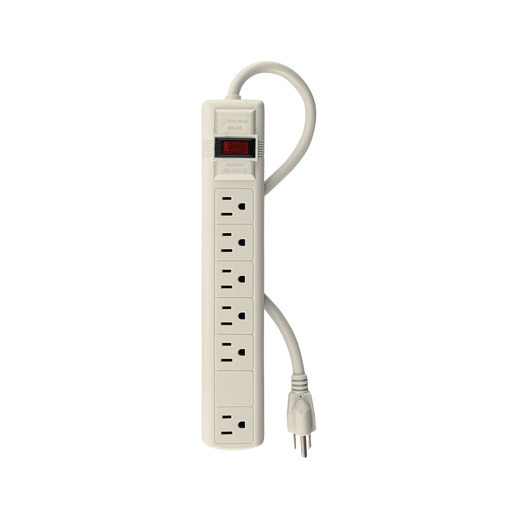 Multicontacto 14 awg con 6 entradas uso rudo con suspensor de 600 j