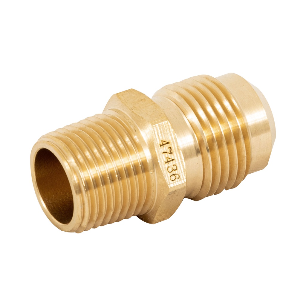 Niple latón tipo terminal para gas de 1/2" x 3/8"