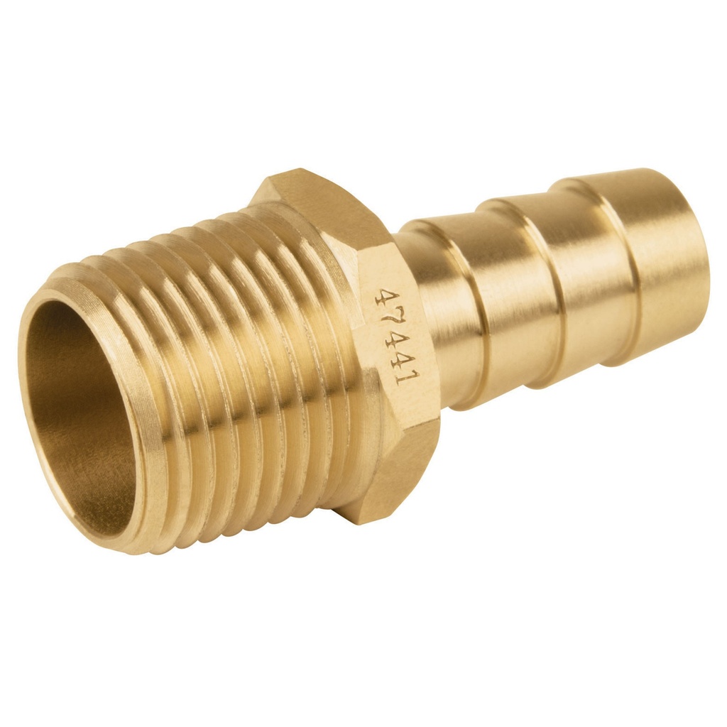Niple latón tipo terminal para gas de 3/8" x 3/8" con espiga