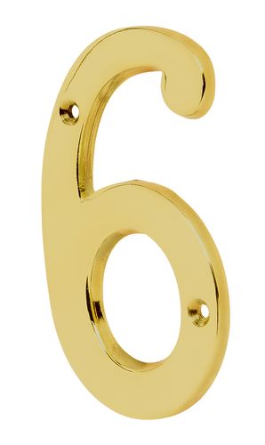 Numero "6" de latón de 4"