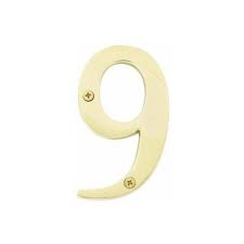 Numero "9" de latón de 4"