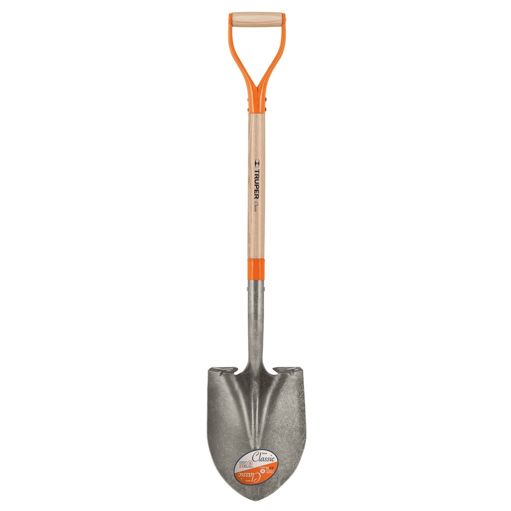 Pala redonda classic con mango de madera