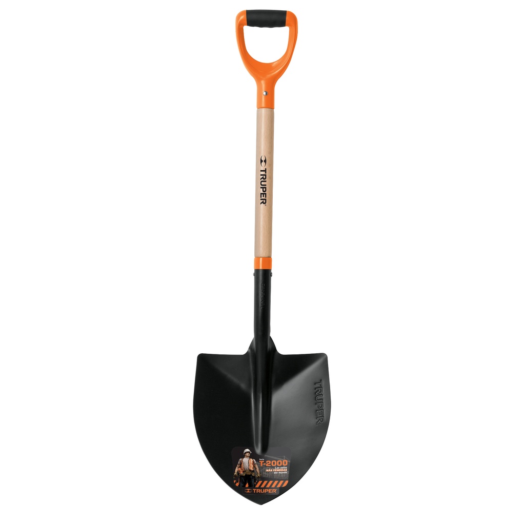 Pala redonda español con mango de madera