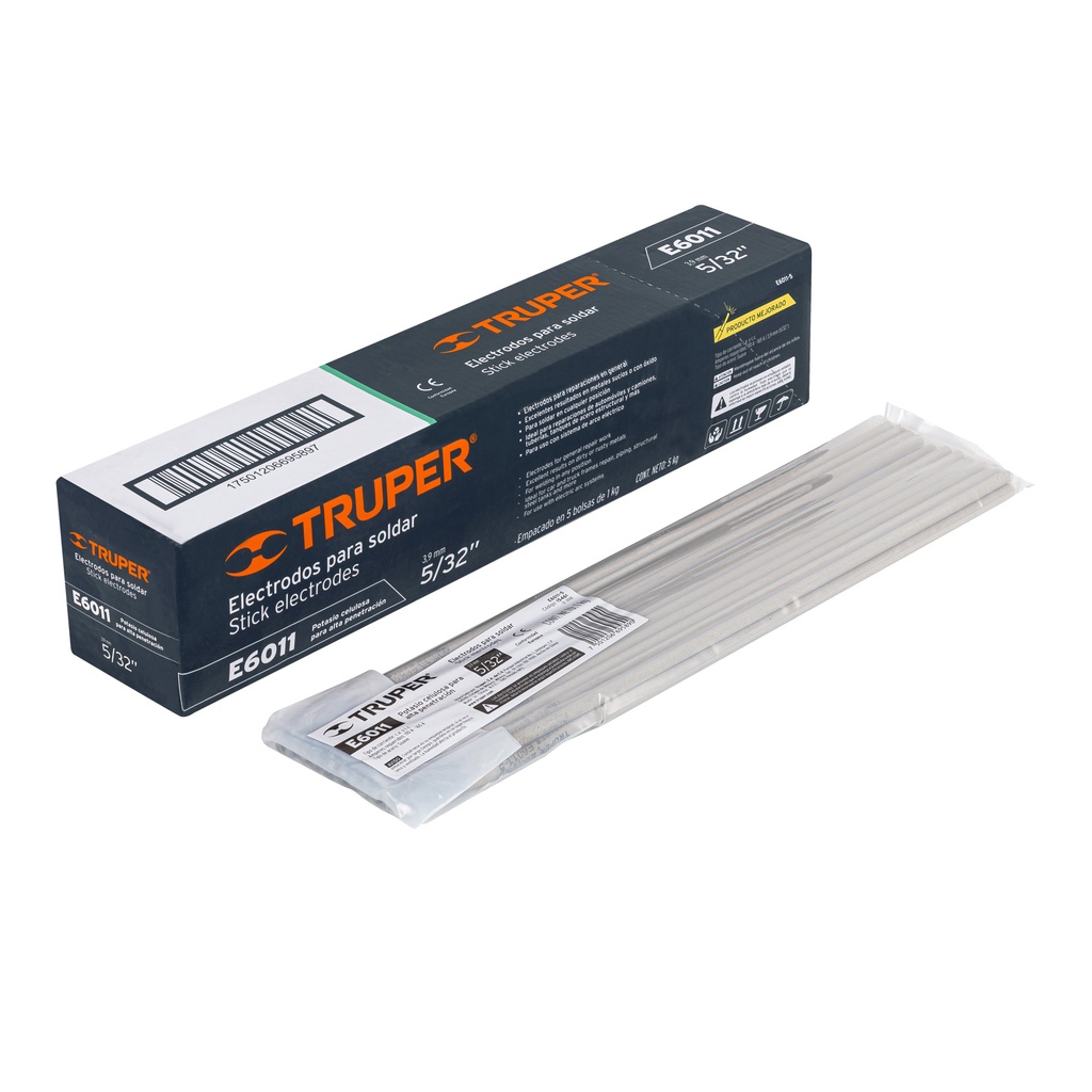Paquete de 1 kg de soldadura gris 6011 de 5/32"