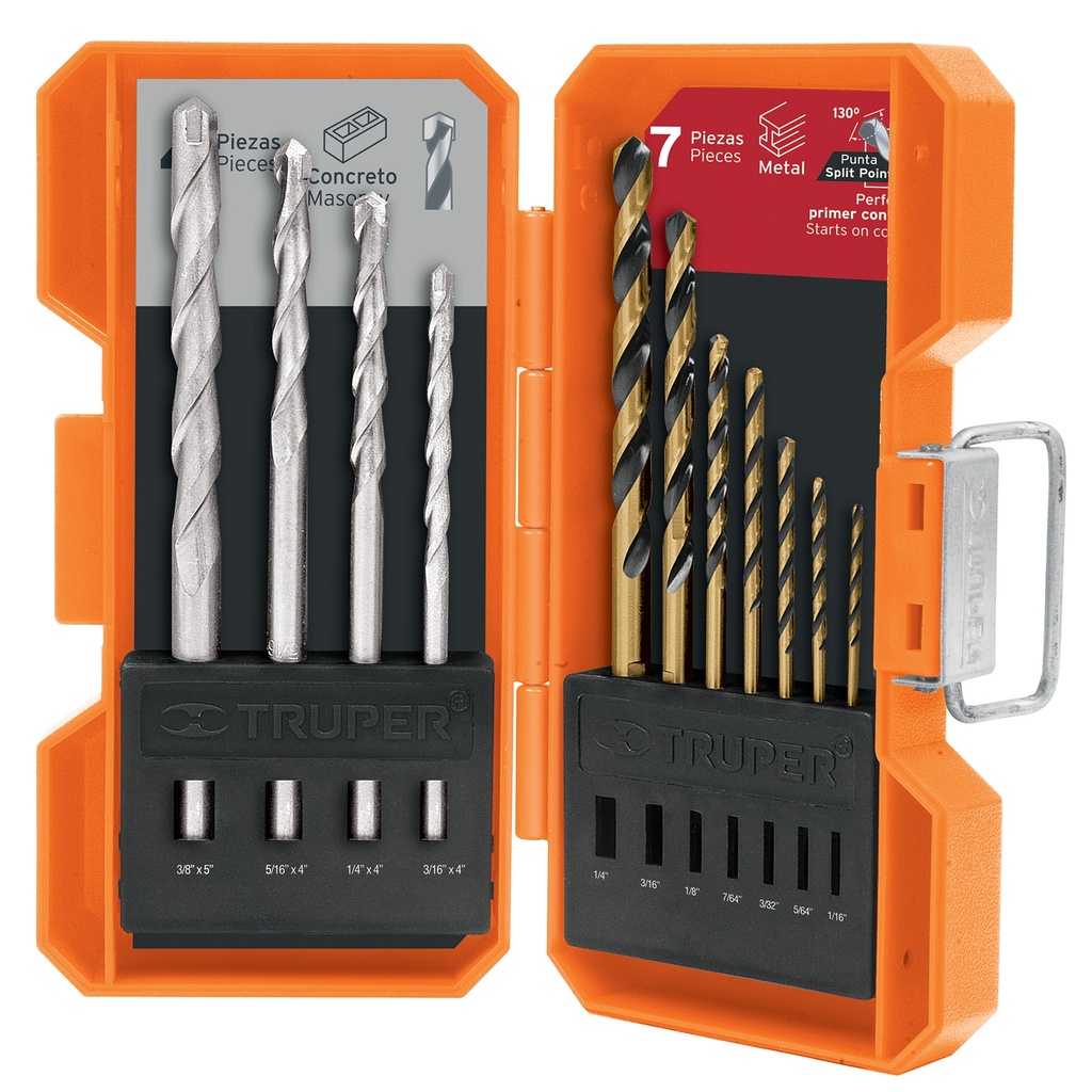 Paquete de 11 brocas para metal y concreto