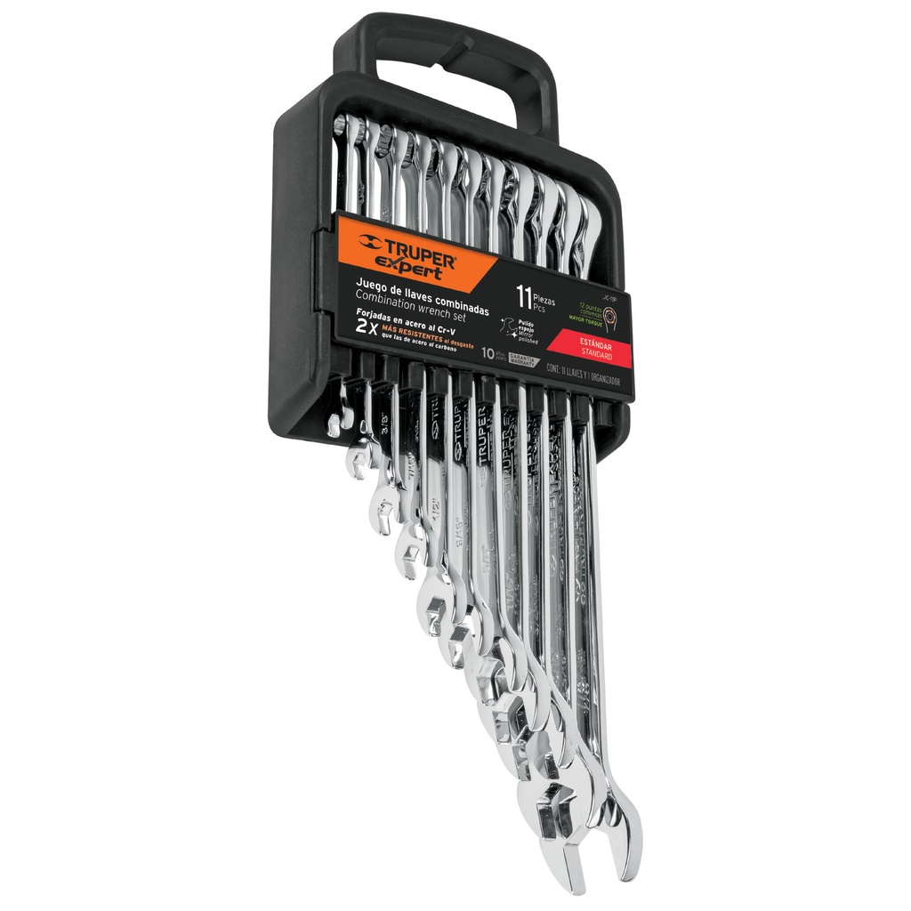 Paquete de 11 llaves combinadas mm cromadas