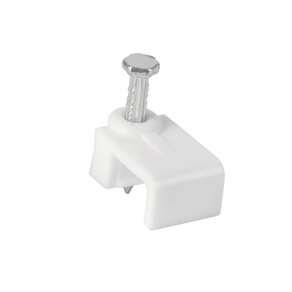 Paquete de 20 grapas blancas para cable plano de 5 mm x 8.5 mm